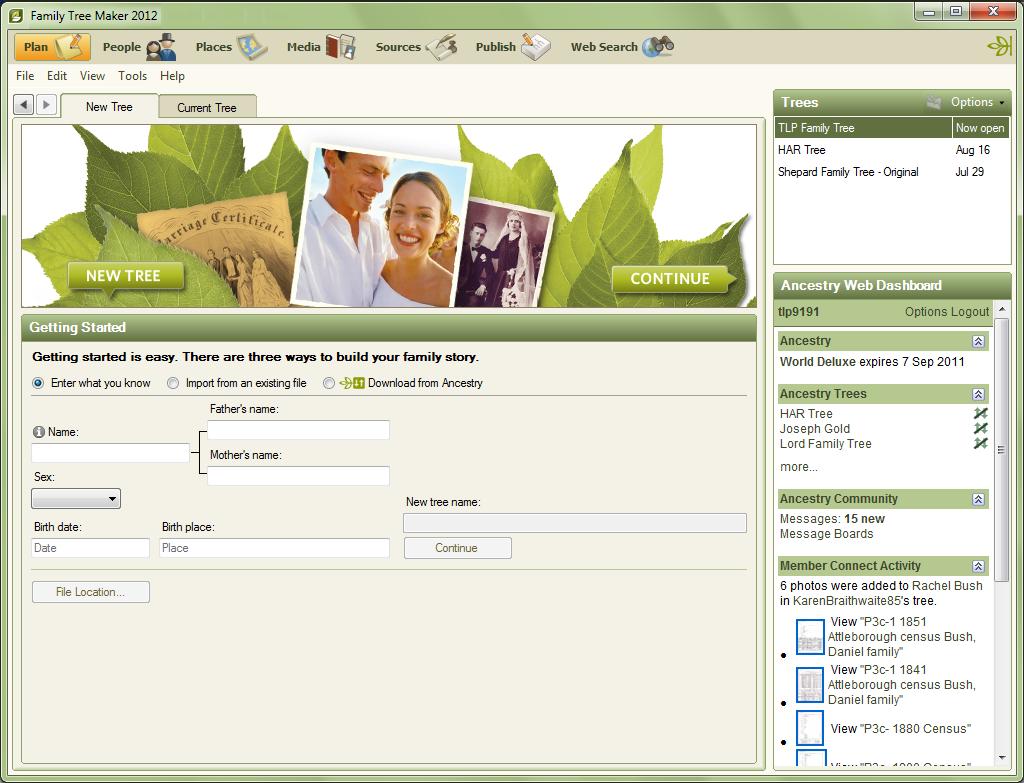 You can also open a file created in a previous version of Family Tree