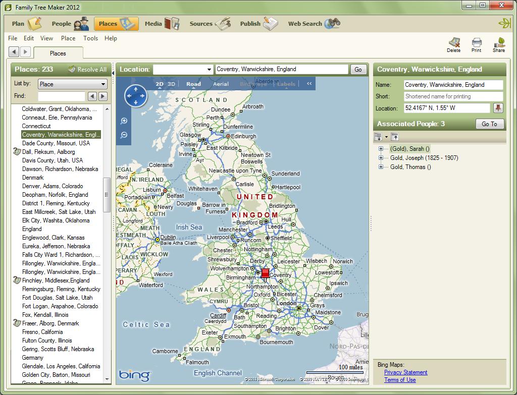 VERSION 2012 Dynamic satellite and road maps are available on the Places workspace.
