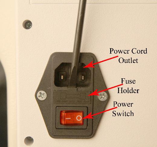 To Replace this fuse follow these steps Step 1: Locate the fuse holder by removing the plug from the machine and between where the plug is plugged in and the on/off switch you will see a little
