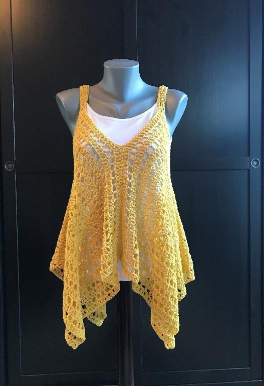 Right Brain Crochet 1 Kanata Kerchief Tank Sample is size S/M completed with Vickie