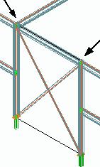 Step 10: Creating a flat bracing with tension bolt for a beam Use the same joint (flat bracing with tension bolts) to connect the G4 and G5 columns with the bracings and the G4 G5 beam.