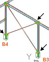 Step 12: Creating a tube connection with sandwich plates for the base plate In this step, create a tube connection with sandwich plates to connect the B3 and B4 columns with the base plates and the