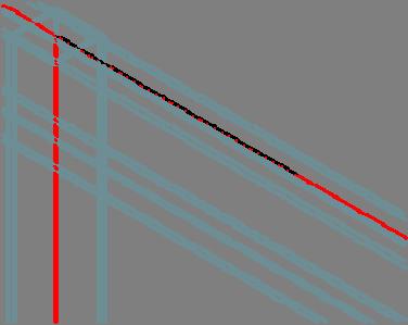 Step 5: Splitting beams at a given distance First create two auxiliary lines along the A6-G6 beam using the line tool. The beam will be split at the end points of the created lines.