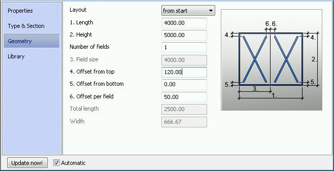 On the Geometry tab: Define the offset from top (upper distance): 120.
