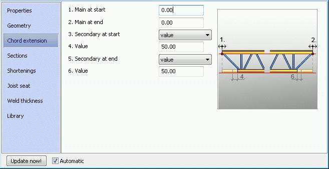 Figure 73: Properties dialog box Geometry tab On the Chord