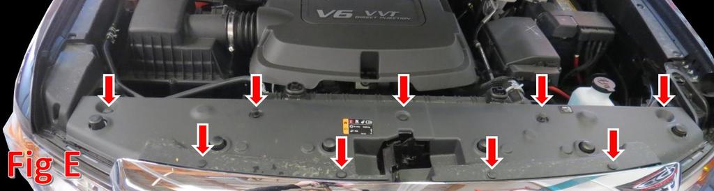5. Open the hood and remove the plastic clips