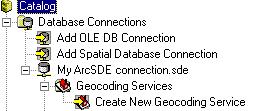 Exercise 3: Geocoding on an ArcSDE server If ArcInfo or ArcEditor is installed on your computer, and if you have access to an ArcSDE geodatabase, you can complete this exercise.
