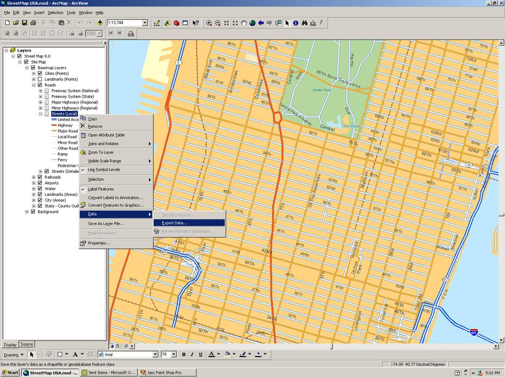 Exercise 2: Exporting StreetMap data While you can use the street data directly from the CD, you may prefer to convert some of the compressed street data to a local shapefile or geodatabase feature