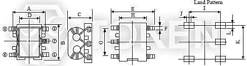 Config. & Dim. Configurations & Dimensions (Unit: mm) (TCB4F) Type A B (max) C (max) D E (max) F G H I J K L TCB4F 3.8 4.4 3.2 2.0 5.5 0.45 3.