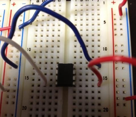 Step 4: Attach Power to Op Amp - Cut and strip three pieces of wire, once again approximately the size of your index finger (roughly 3 in.