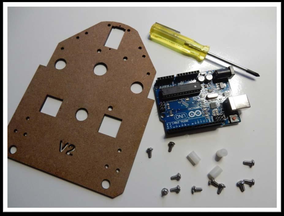 Step 7: Assembling the lower chassis and Arduino board Parts: - upper