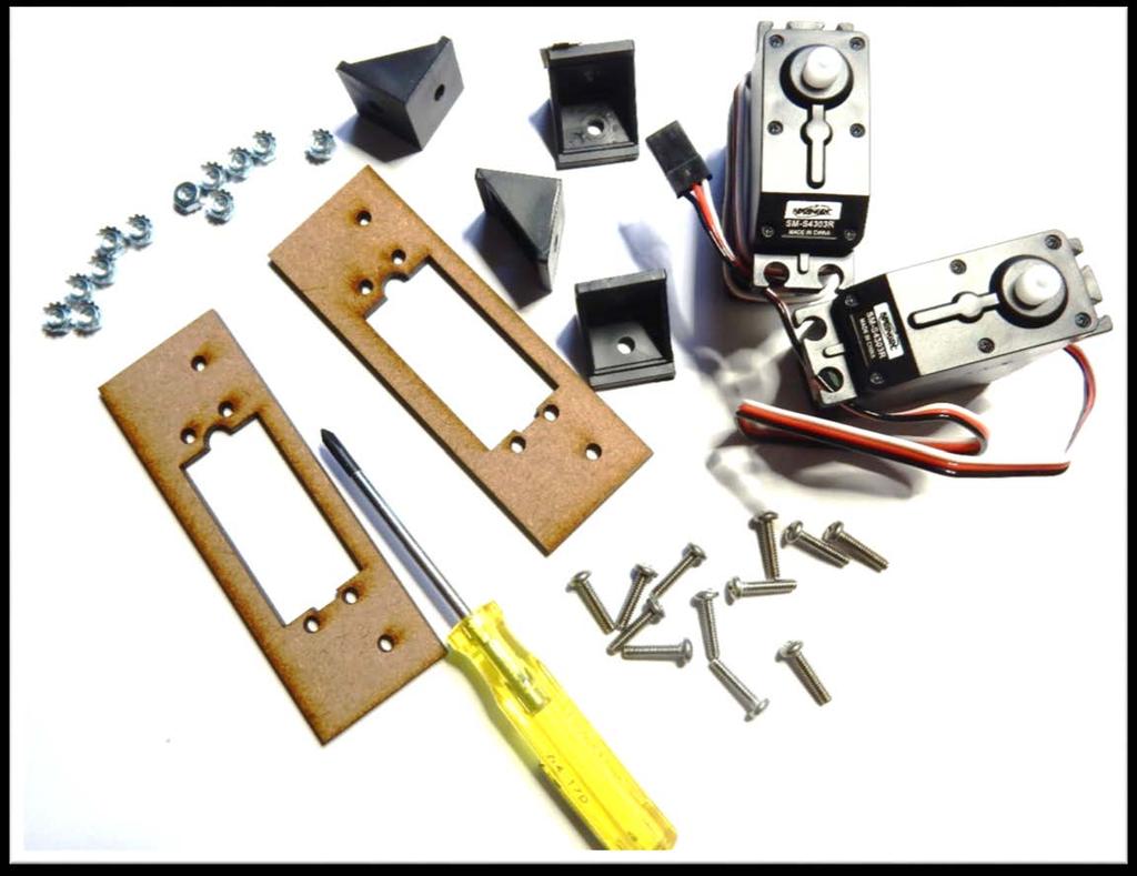 Step 1: Assembling the Motors Parts: (2) Servo Motors (12) ½ inch screws (12) 4-40 lock nuts screwdriver (4) plastic servo