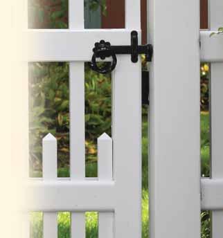 IT CAN BE USED WHEN THE GATE IS SET BACK FROM THE FRONT FACE OF THE POSTS AND/OR WHEN THE HINGES ARE MOUNTED