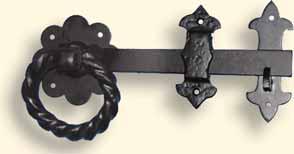ring latch (Ring diameter of 4 inches with 8 long steel bar. Cast iron rings and bar retainer.
