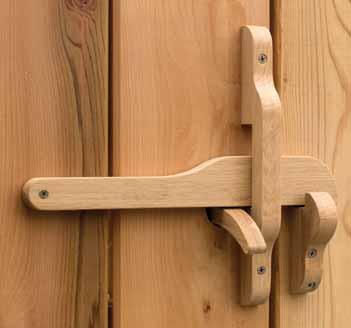 Supplied with oak pull for other side of door and stainless fasteners. For doors and gates up to 5 thick. Bar is 11 1/4 long. Handle is 9 1/2 high.