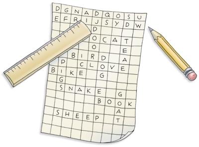 WORD SEARCH Finding words will help to improve your observation skills. You will also learn to identify letters and to use a ruler.