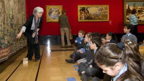 Due to the large number of works on display and limited space in the Gallery rooms, it is not always possible to hold whole-class discussion directly in front of the objects.