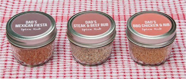Dad s BBQ Spice Collection 4oz jar and lid Labels Ingredient list (optional but suggested to avoid allergies) Directions: For each of the rubs, mix all ingredients (recipes listed below) together in