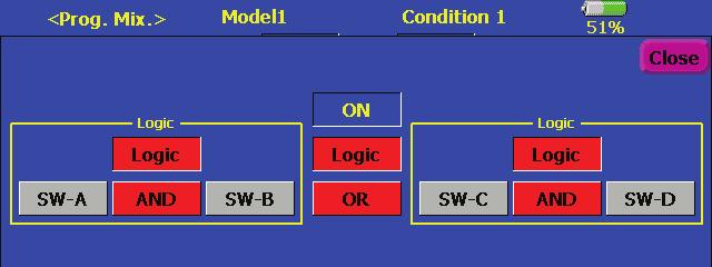 5. The left and right side of the switch mode can be set to the logic switch mode as well. In this case, a maximum of 4 switches can be assigned to the logic switch.