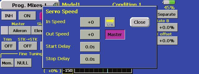 Programmable mixing The speed mode selection is added on the programmable mixing. The slave mode works same as current speed function. The master mode is a new feature.