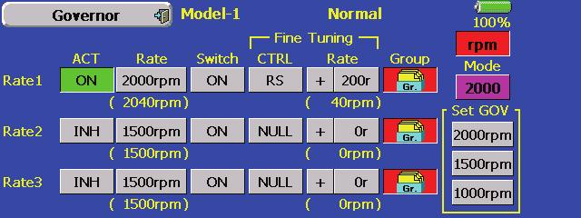 When switched from INH to ON or OFF, travel is initialized to 100 and limit is initialized to 155.