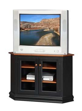 Corner Consoles #402 Corner TV Stand / Two Tone 43"w x 30"h x 19"d See below for sizing diagram #708 Corner TV Stand Console 60"w x 32"h x 19"d See below for sizing diagram Foot Styles Sizing Series