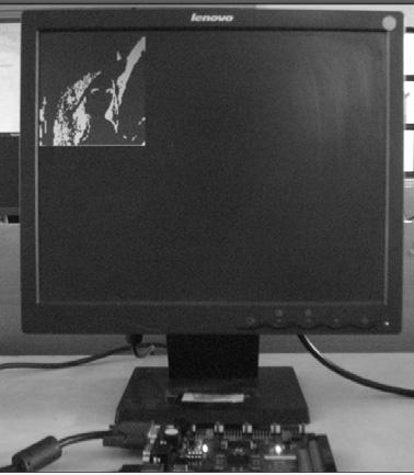 Here thresholds are set to 64 and 150. Figure 9: Contrast stretching simulation result. Input image Output image Figure 10: Result on monitor contrast stretch.