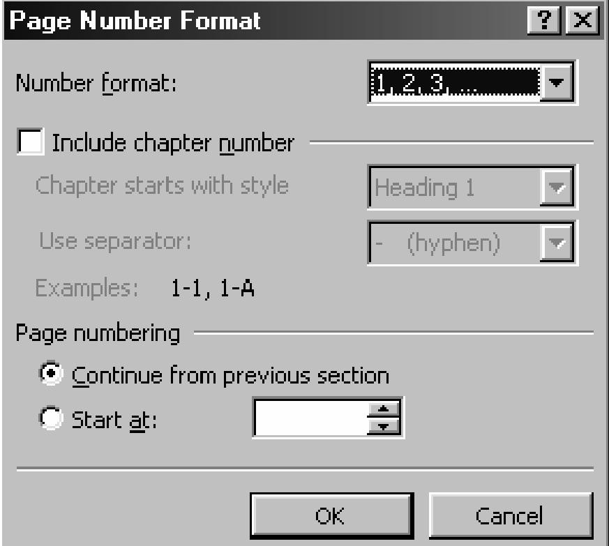 se poziţionează cursorul în pagina de unde se doreşte începerea numerotării; 2. se apelează comanda Page Numbers din meniuri Insert; 3.