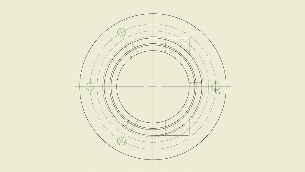 In the top view, select each of the four holes highlighted in green above.