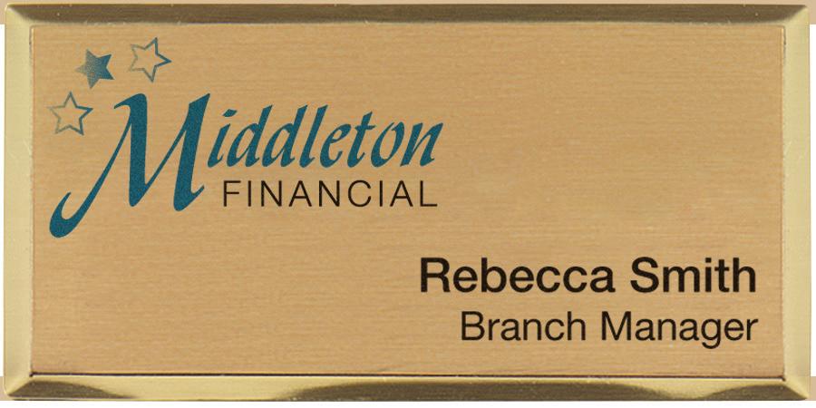 Full Color Metallic Name Badges Gold Silver Imprint Size Overall Size 20 0 00 A.