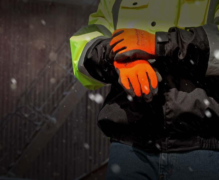 KEEP YOUR HANDS WARM COLD PROTECTION GLOVES LATEX COATED SEAMLESS KNIT MINI HAND WARMERS & DRY 41-1400 POWERGRAB THERMO 41-1405 HANCED PROTECTION 41-1475 DOUBLE LINER LATEX MICROFINISH POWERGRAB