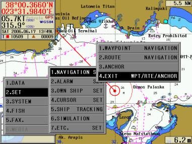 2.1.4 How to clear Navigation This function enables the operators to clear the Waypoint Navigation, the navigational functions of Route Navigation, Anchorage Setup and Monitoring Setup.