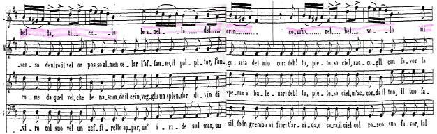 Exuberanţa tinerei puritane este amplificată de lărgirea exterioară structurată pe o serie de fa2 repetat (sincopă) şi o secvenţă descendentă (mers melodic treptat, pe valori de şaisprezecimi), acest
