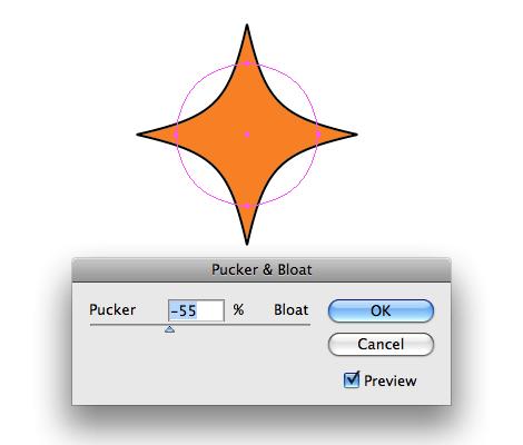 Draw a polygon shape, apply the pucker effect, and you will get this