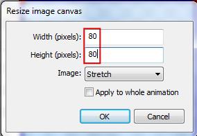 In the "Resize image canvas" window set the width and height to 80 and click OK.