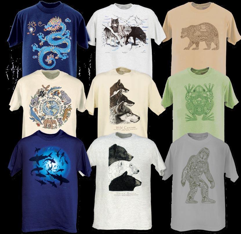 CREATURES 547 Chinese Dragon Adult S - XXL Navy Youth S - L Navy 427 No Planet Youth XS - L Natural Artist: Fred Ribeck 963 Shark School Adult S - XXL Navy Youth XS