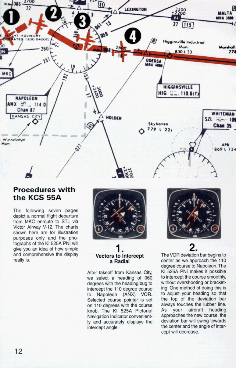1 z 1 \ Procedures with the KCS 55A The following seven pages depict a normal flight departure from MKC enroute to STL via Victor Airway V-12.