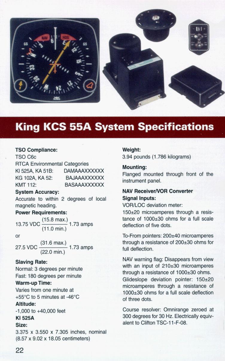 King KCS 55A System Specification: TSO Compliance:.
