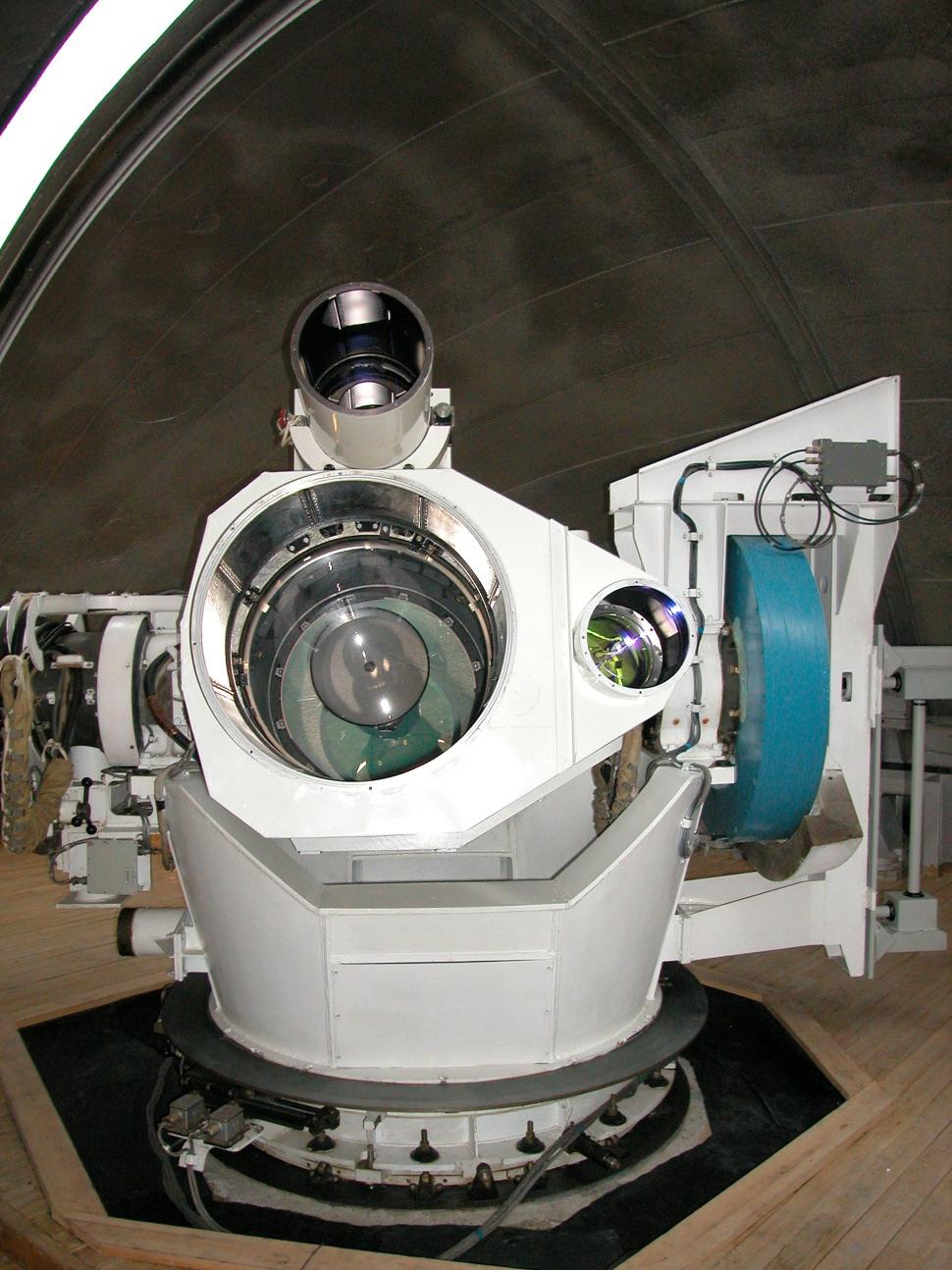 AOLC. Telescope overview Dome fold Wide-field lens dia. 350 mm, FOV 6.25 sq.