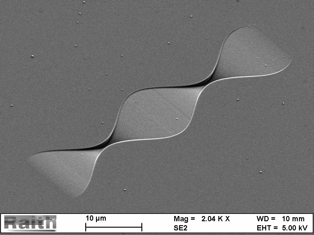 Direct nano-fabrication (3D milling mode) Nano-fabrication sample