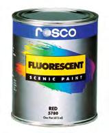 ROSCO FLUORESCENT PAINT Rosco Fluorescent Paint Vivid vinyl acrylic colours that will fluoresce under ultraviolet or black light. Invisible blue is milky under normal light and fluoresces light blue.