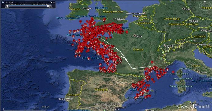 Lorient flight 992 ships detected by aircraft 26