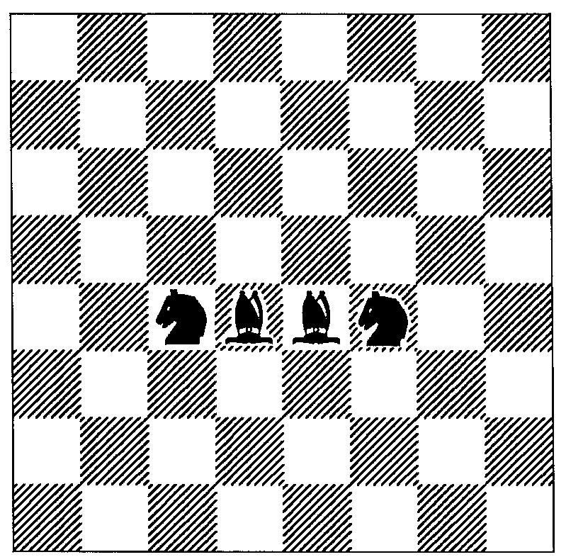 Diagram 6 4 2 Which are better on an open board, knights or bishops? The two bishops on d4 and e4 are on unobstructed diagonals.