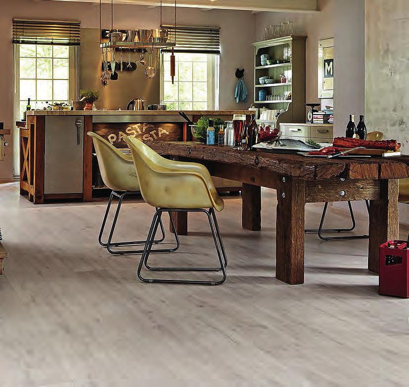 26 LAMINATE ENGINEERED INNOVATIVE SOLID ACCESSORIES Floor Shown: Meister Silent Touch - Off White Knotty Oak / 6947 Product Specification: Meister Silent Touch Type of Floor Composite HDF Thickness