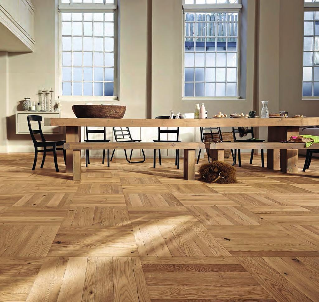 32 LAMINATE ENGINEERED INNOVATIVE SOLID ACCESSORIES Floor Shown: Meister Patterned Tiles - Pure Oak Harmonious / 8272 Product Specification: Type of Floor Meister 13.