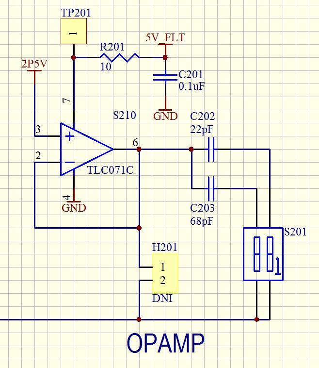 Figure 1 Schematic of the opamp circuit used to demonstrate the stability assessment The 1-port measurement setup A