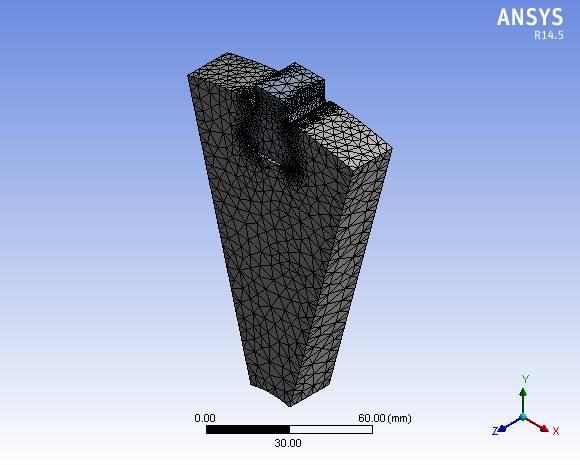 specific intervals, all other parameters was taken care by the FE software. MESH GENERATION: The model was meshed using tetrahedron elements with elemental size of 3mm.