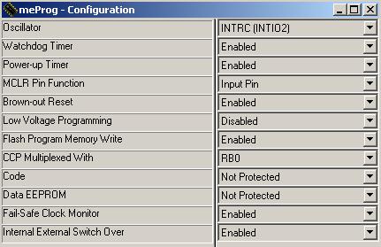 Lab 9 Typical choices (e.g., for the PIC16F88) are shown below. With many PICs, some pins offer multiple functions, and you indicate the desired function with the configuration setting.