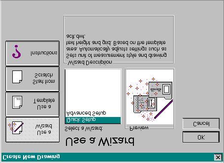 AutoCAD LT Introduction AutoCAD LT New Drawing Overview Section 4-3 The second is usually the best method of creating a new drawing over Start from Scratch. This method is called Use a Wizard (Fig. 4.3).