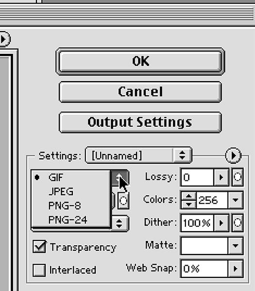 The options are available through a drop down list and various settings boxes to the right of the 4-up window.